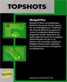 Box back cover for Mini Golf Plus on the Commodore Amiga.